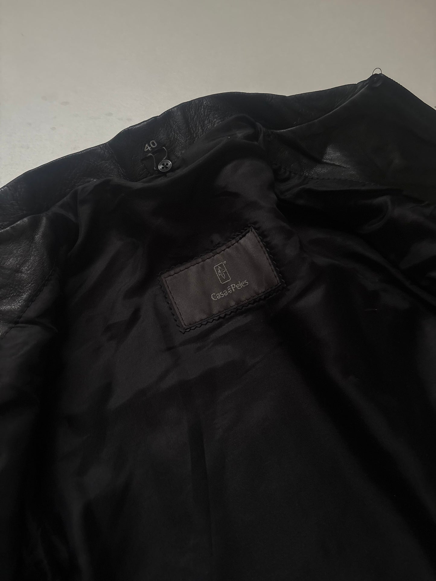 Leather fur detailed jacket