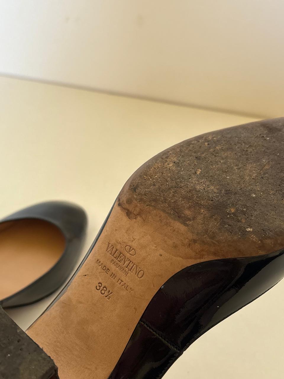 Valentino Garavani patent leather block heel pumps