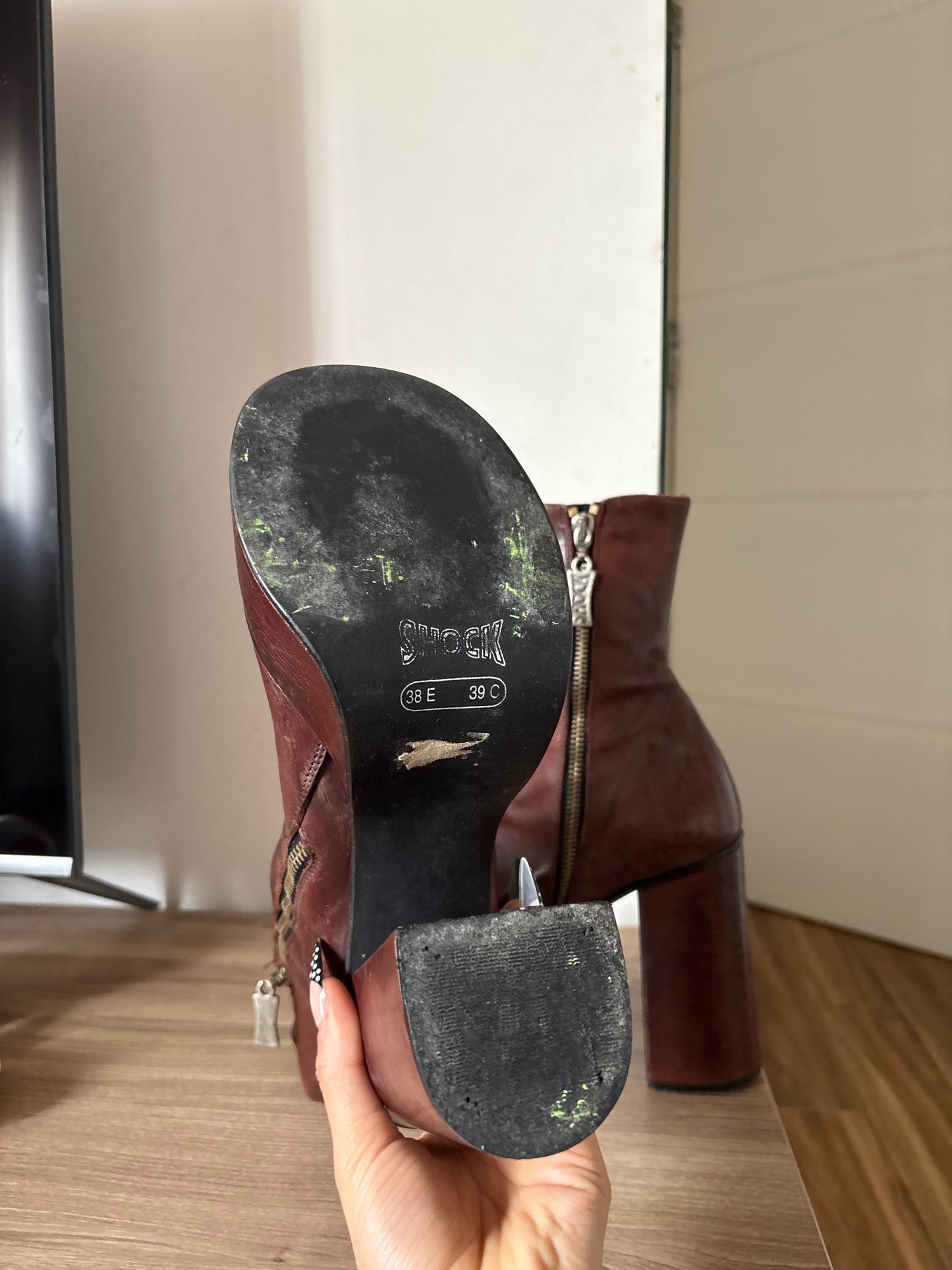 Shock vintage rare leather platform boots