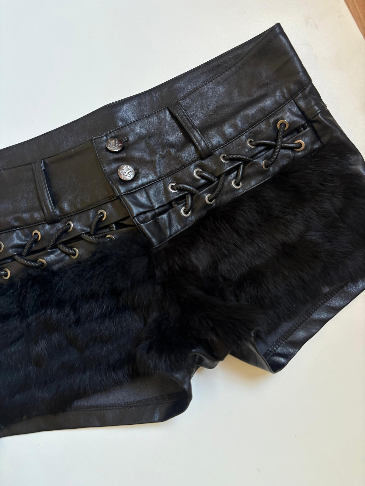 Leather low rise shorts