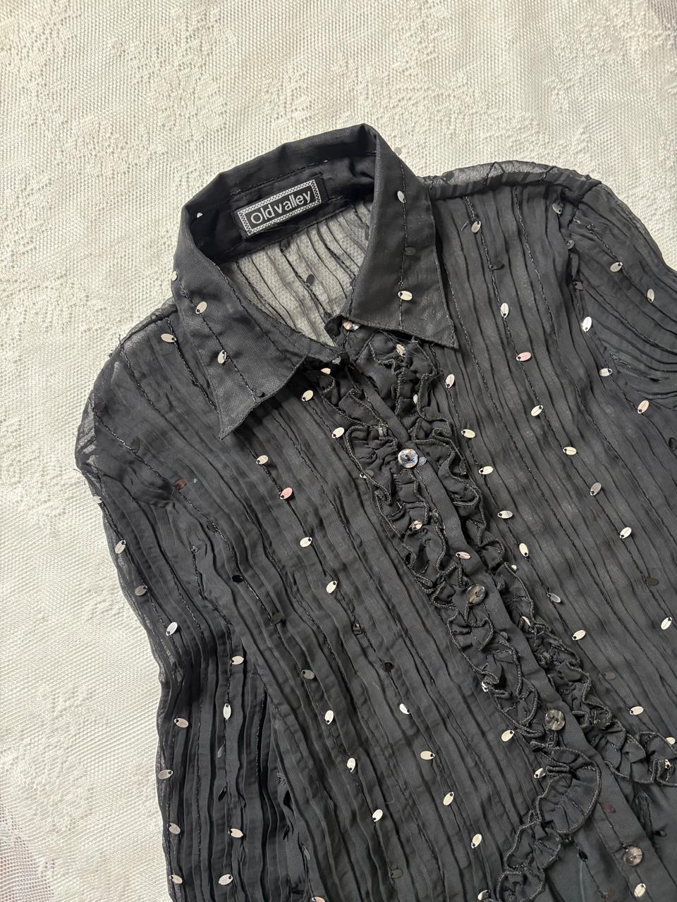 Vintage button up sequin blouse
