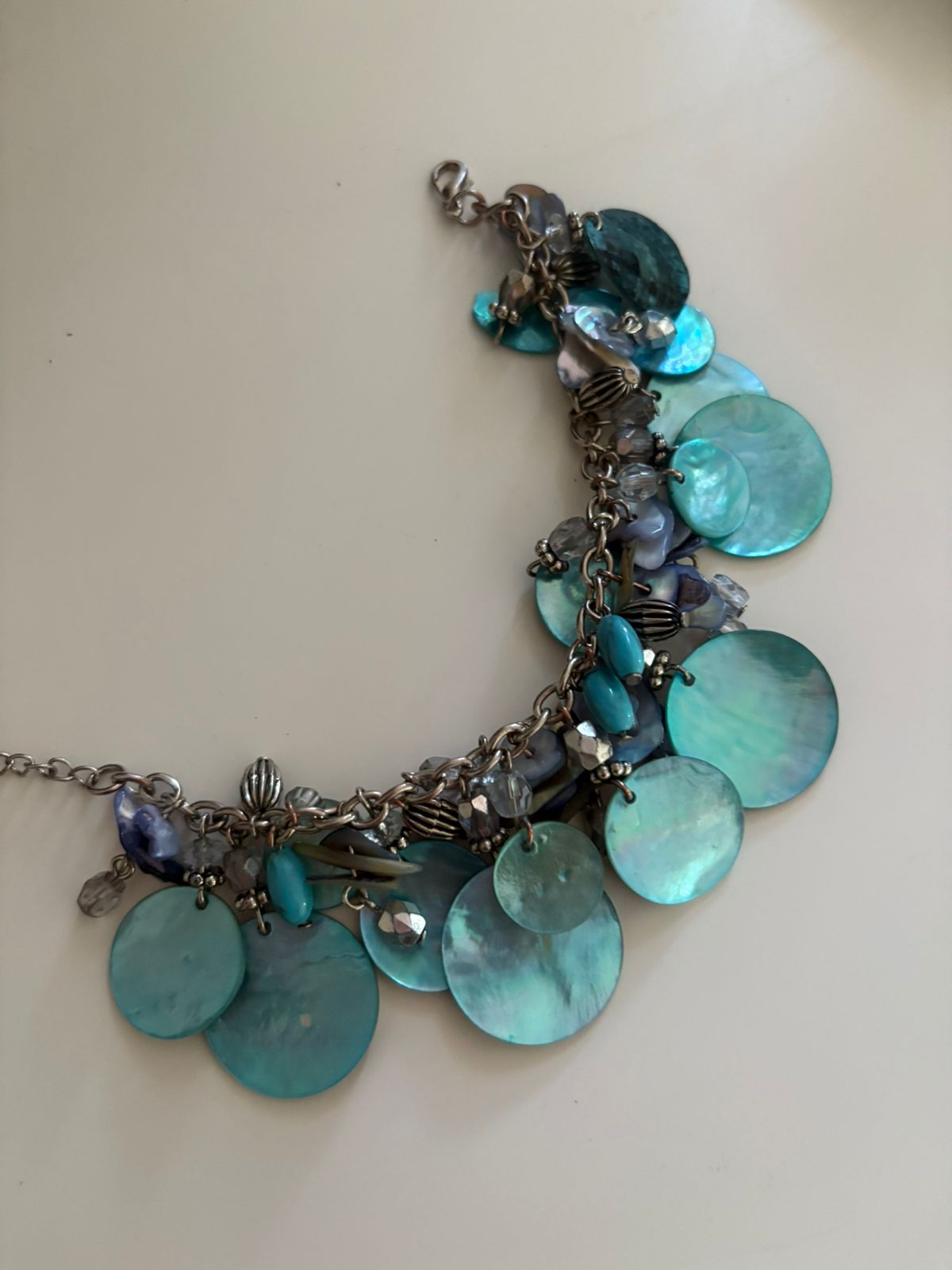 Blue shell bead bracelet