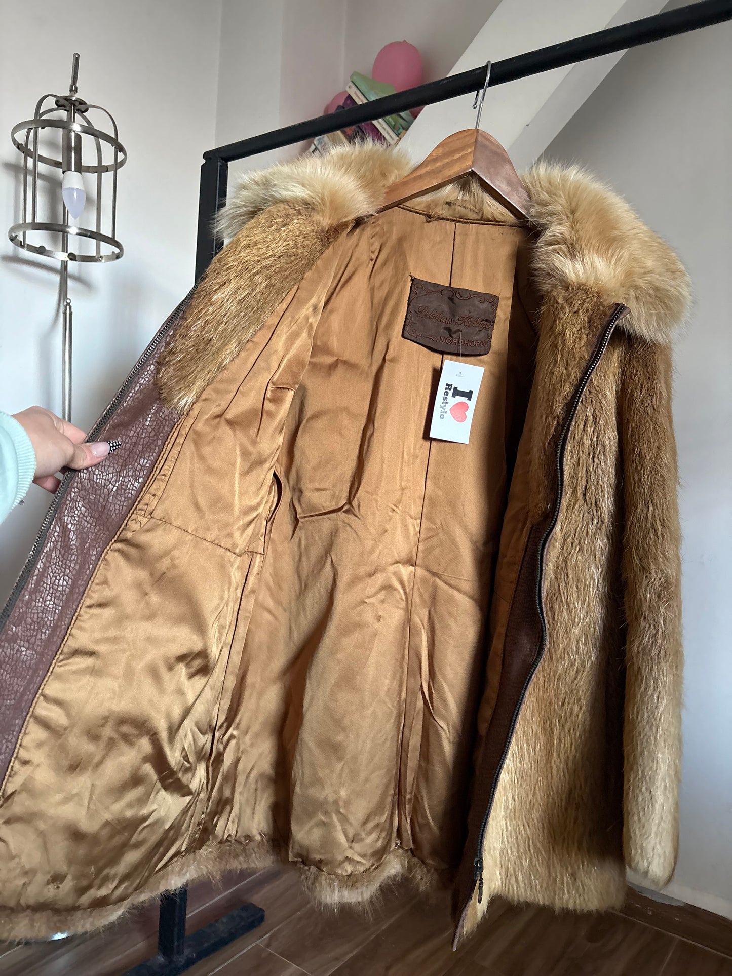 Real fur zip up jacket