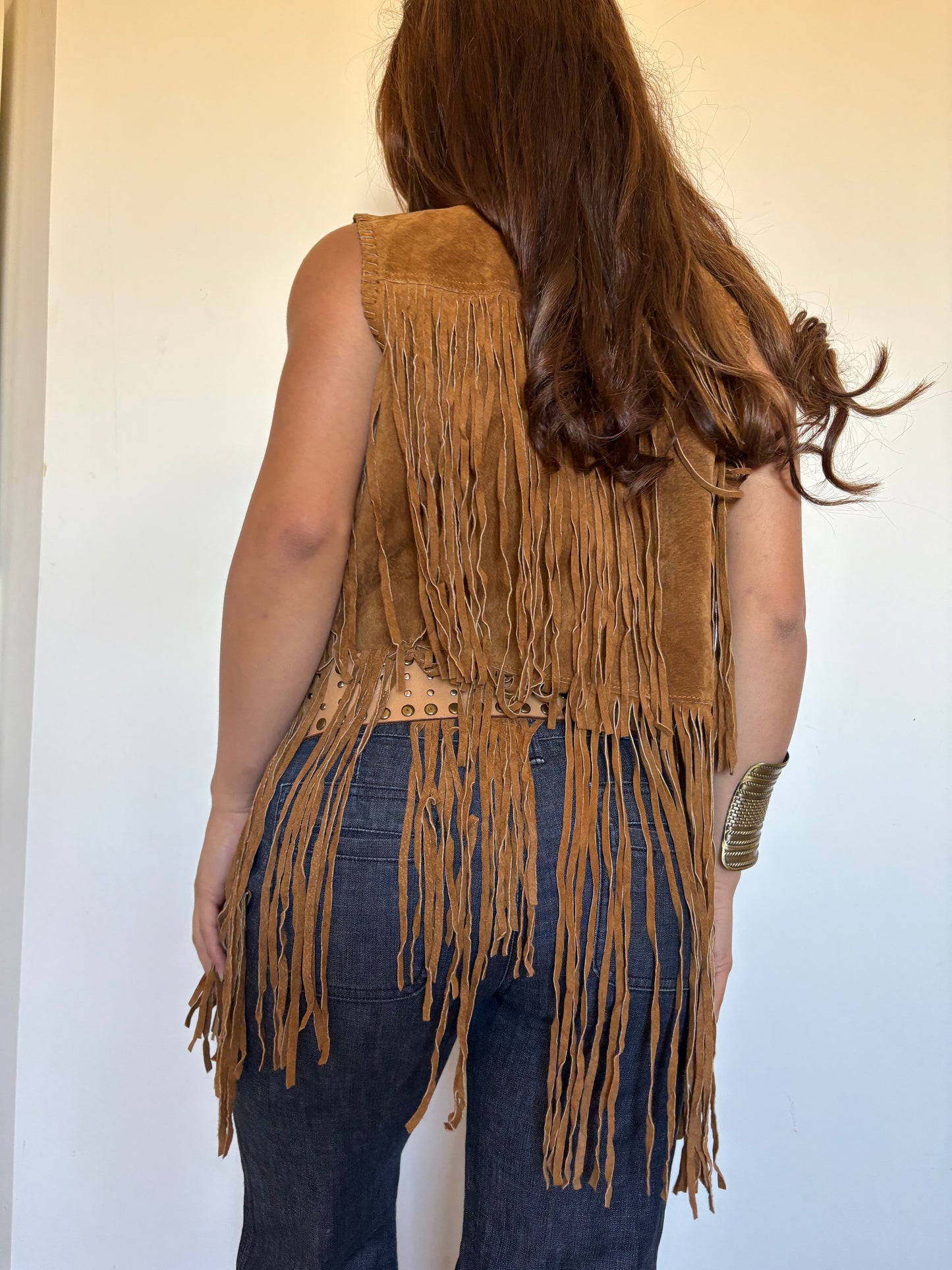 Suede fringed vest