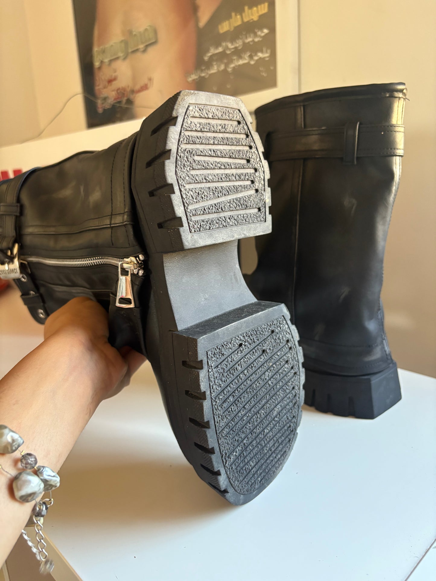 Fold over platform boots