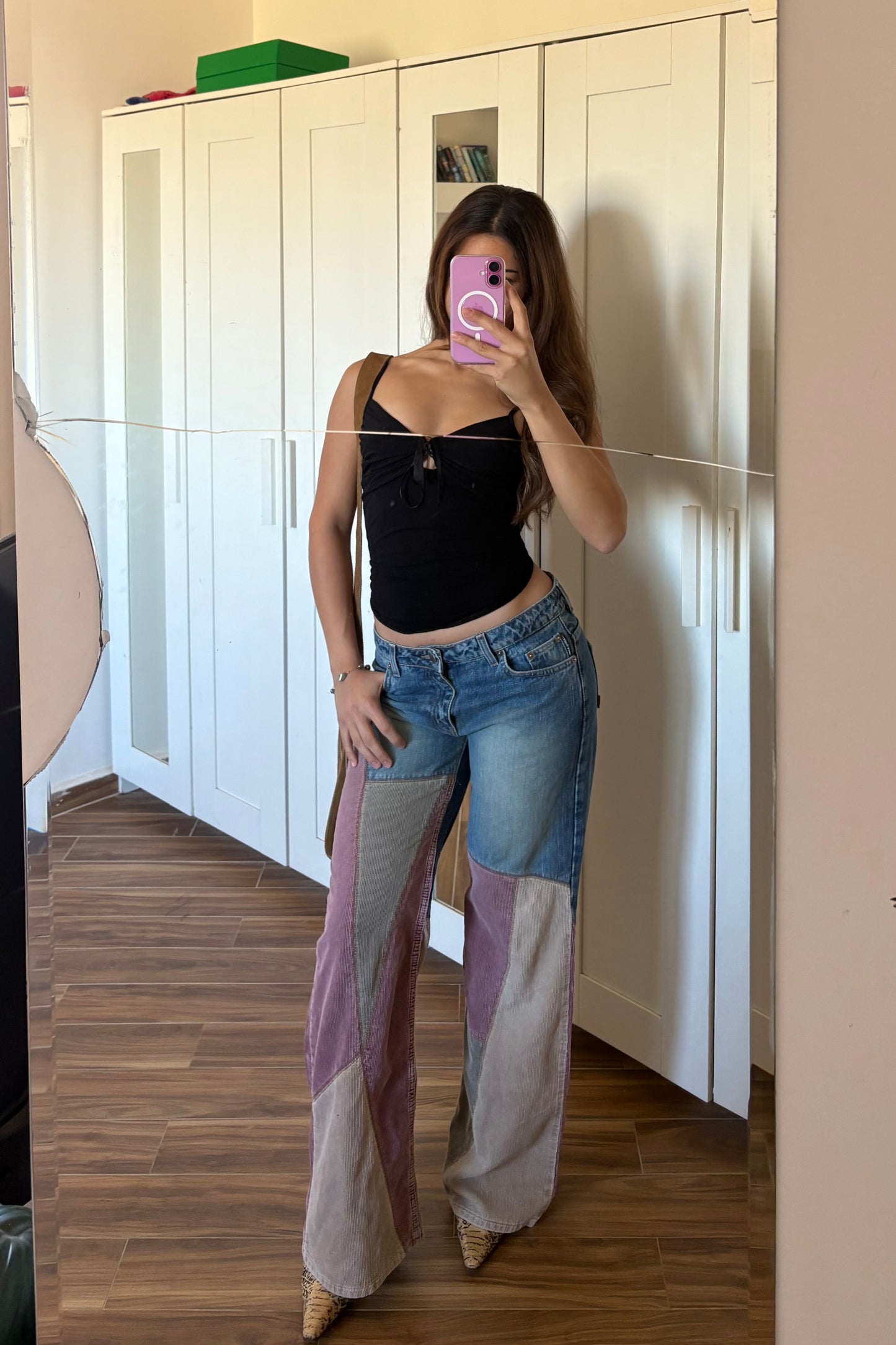 Vintage low/mid waist patchwork jeans