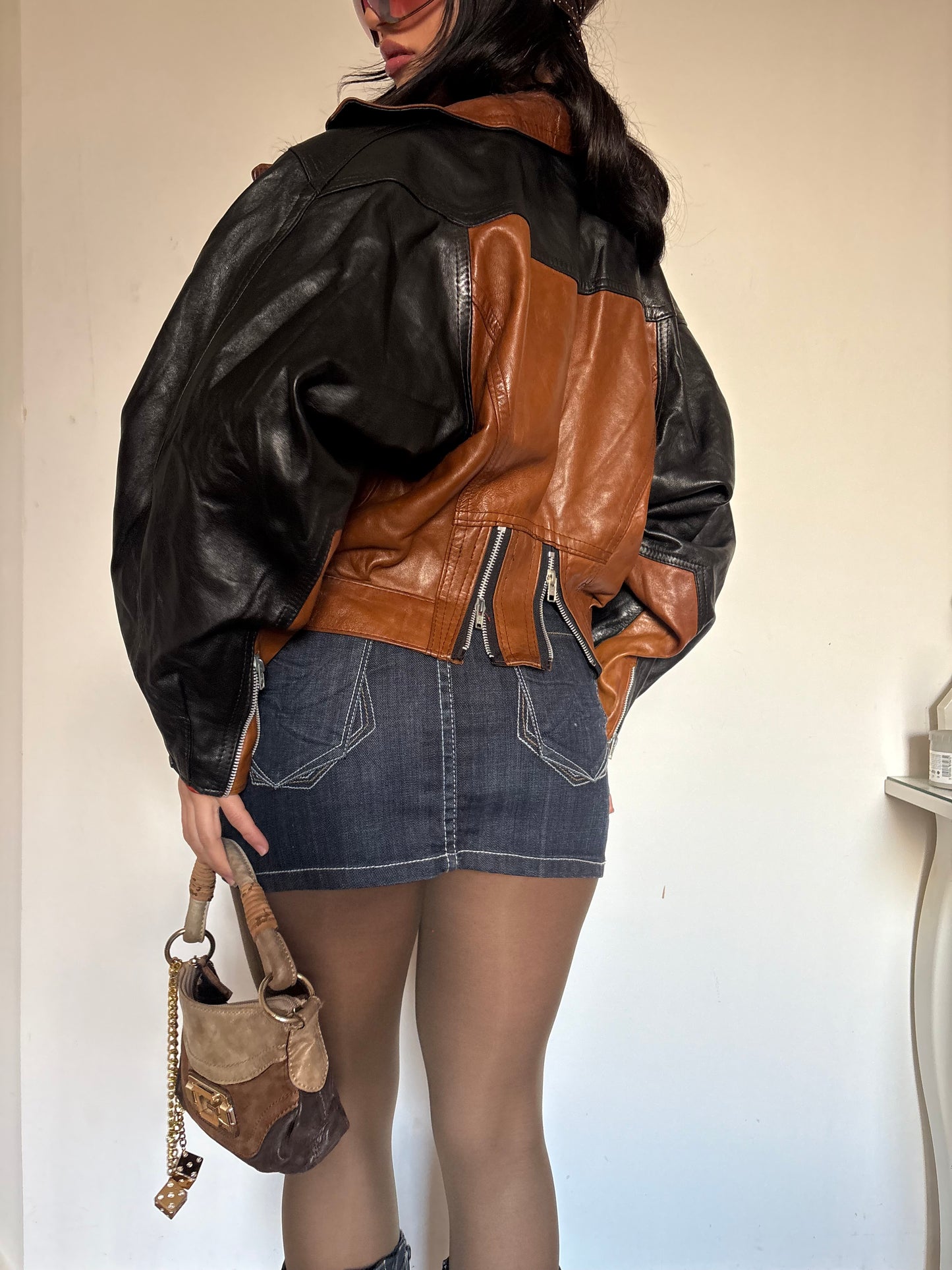 Vintage leather biker jacket