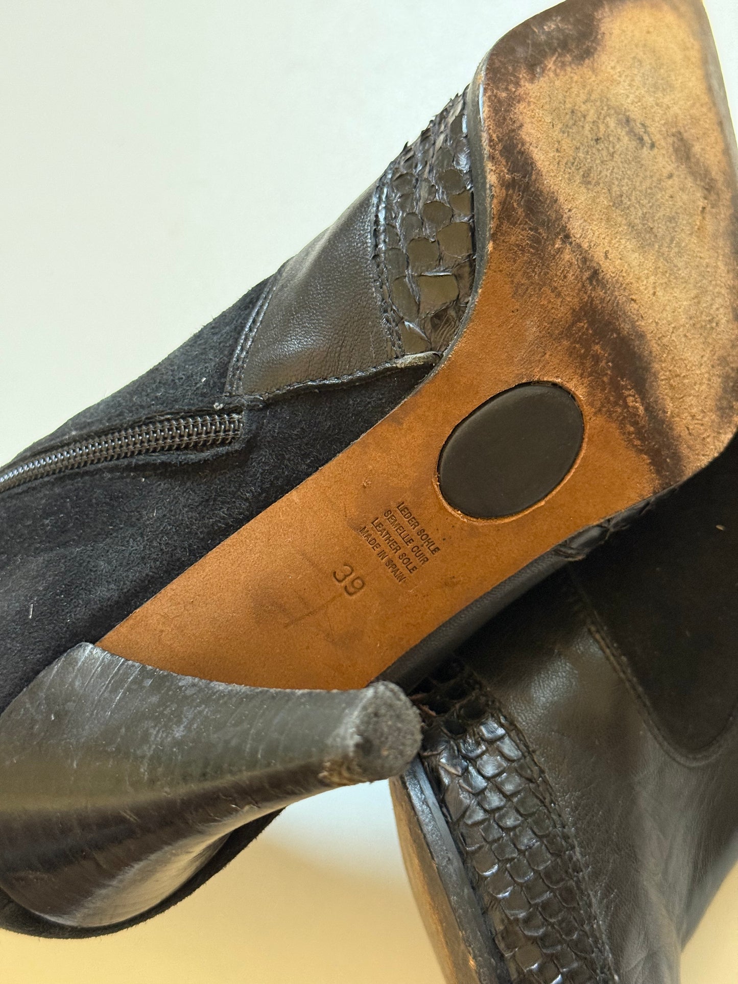 Vintage suede snake leather cowboy style boots