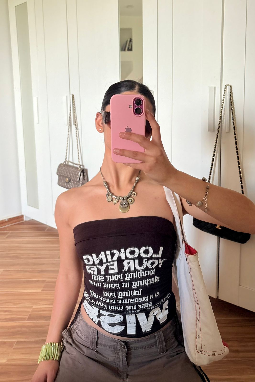 2000s tube graphic brown top