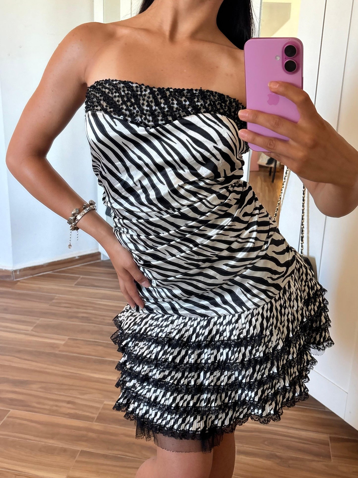 2000s zebra print mini dress