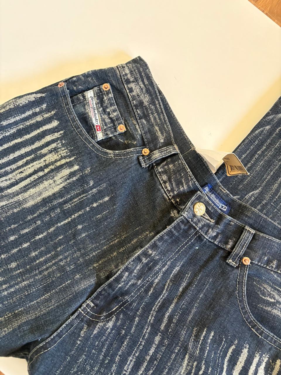 Diesel industry bleached striped jeans