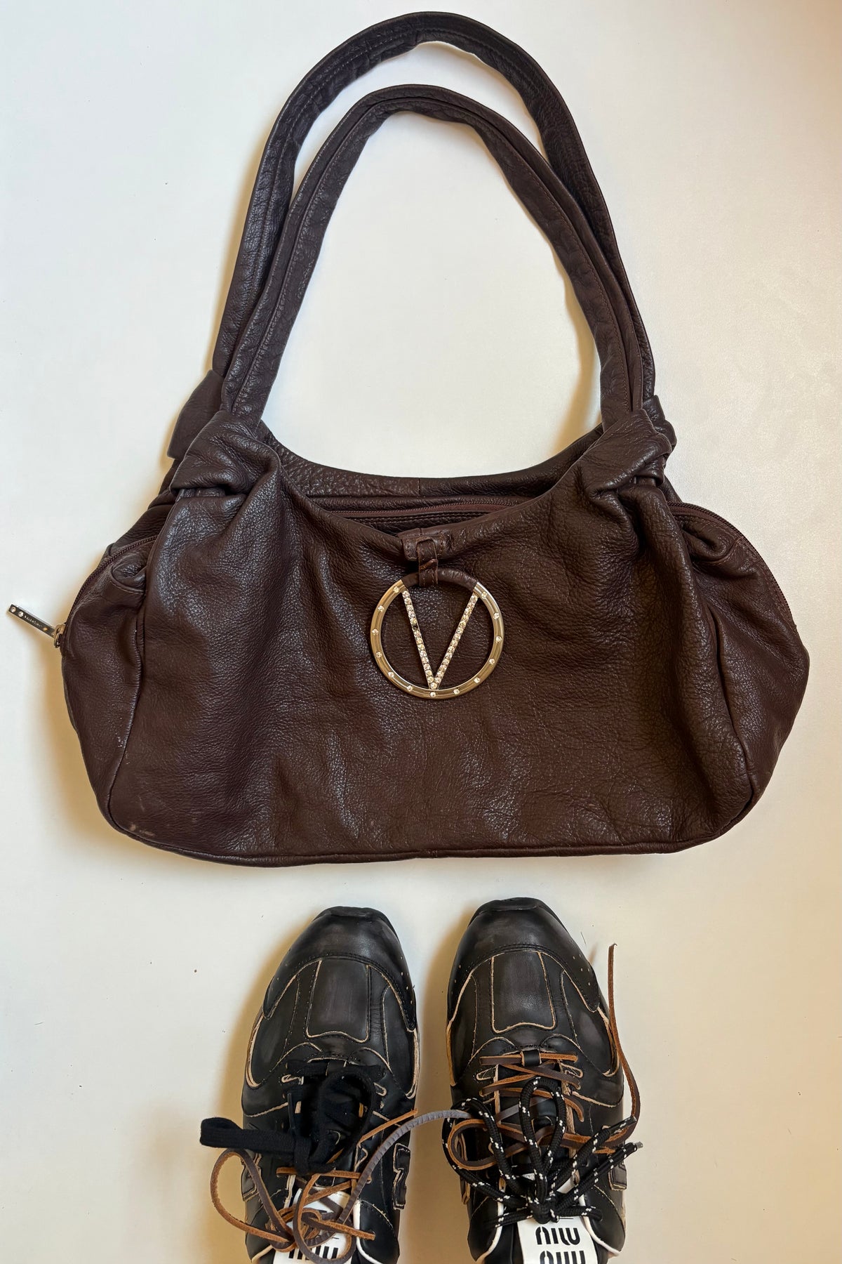 Valentino leather brown shoulder bag