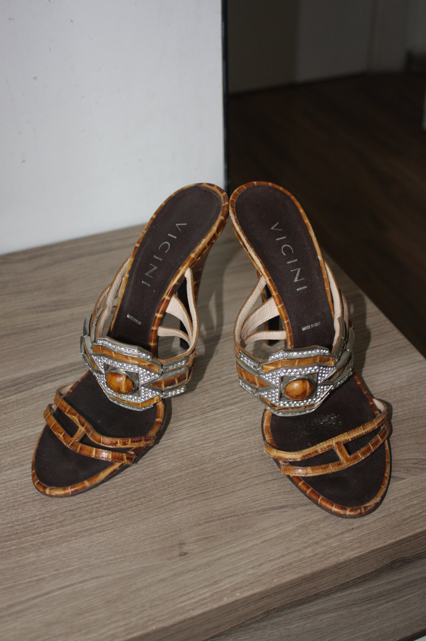 Giuseppe Zanotti Vicini vintage leather croc rhinestone heels