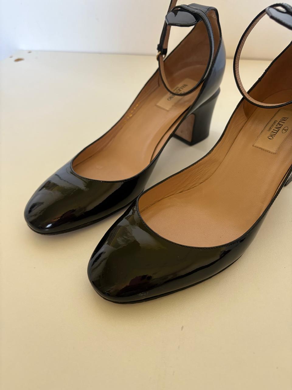 Valentino Garavani patent leather block heel pumps