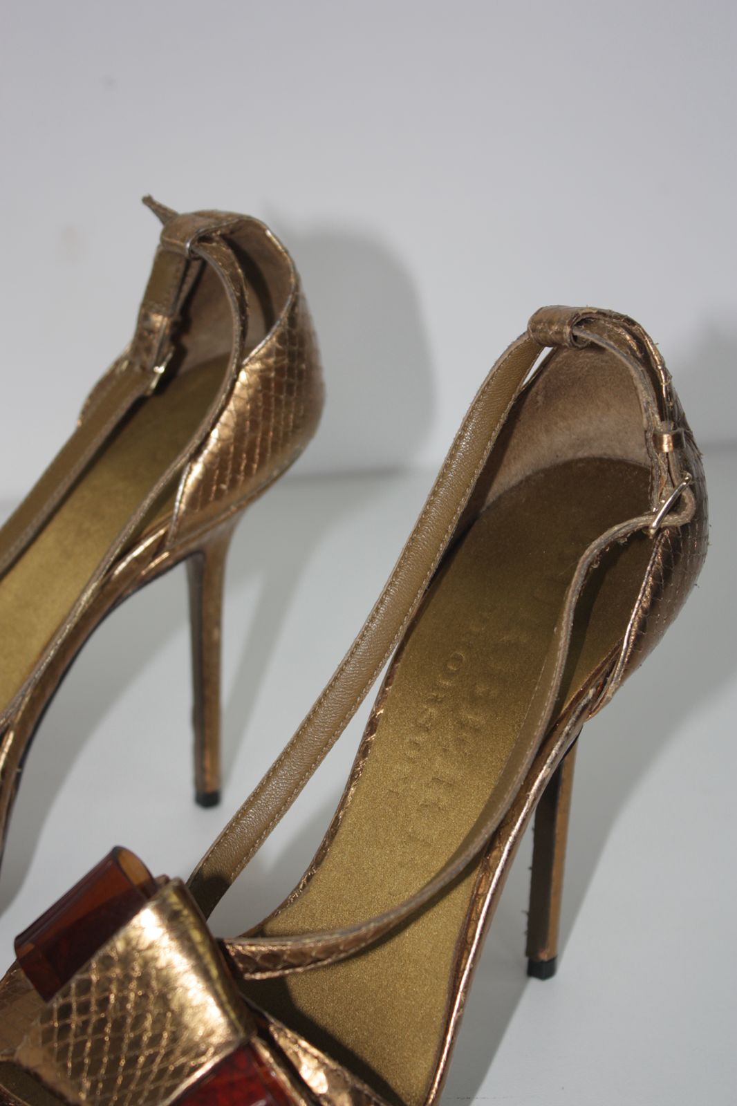 Burberry python leather platform bow