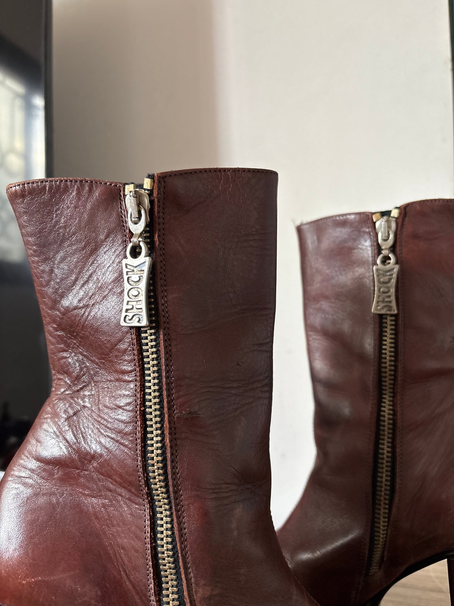 Shock vintage rare leather platform boots