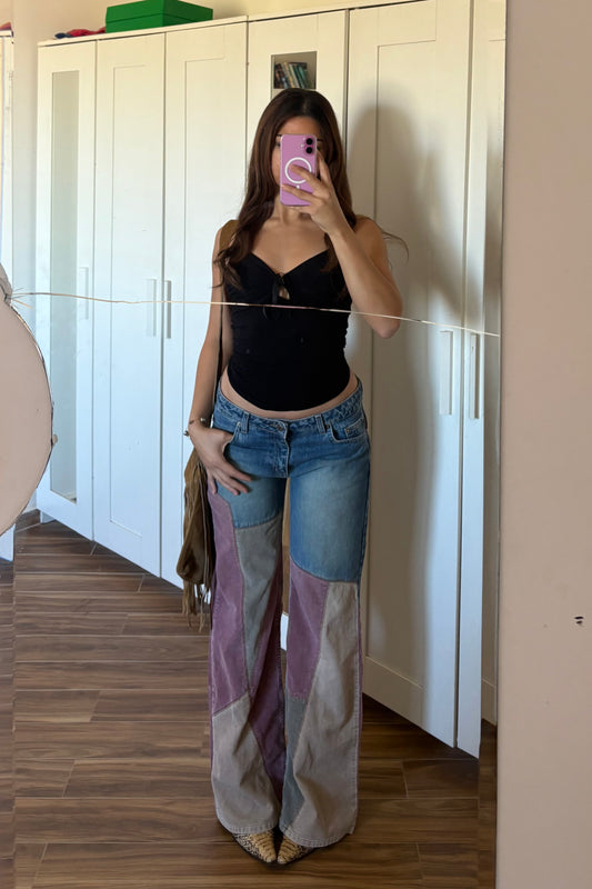 Vintage low/mid waist patchwork jeans