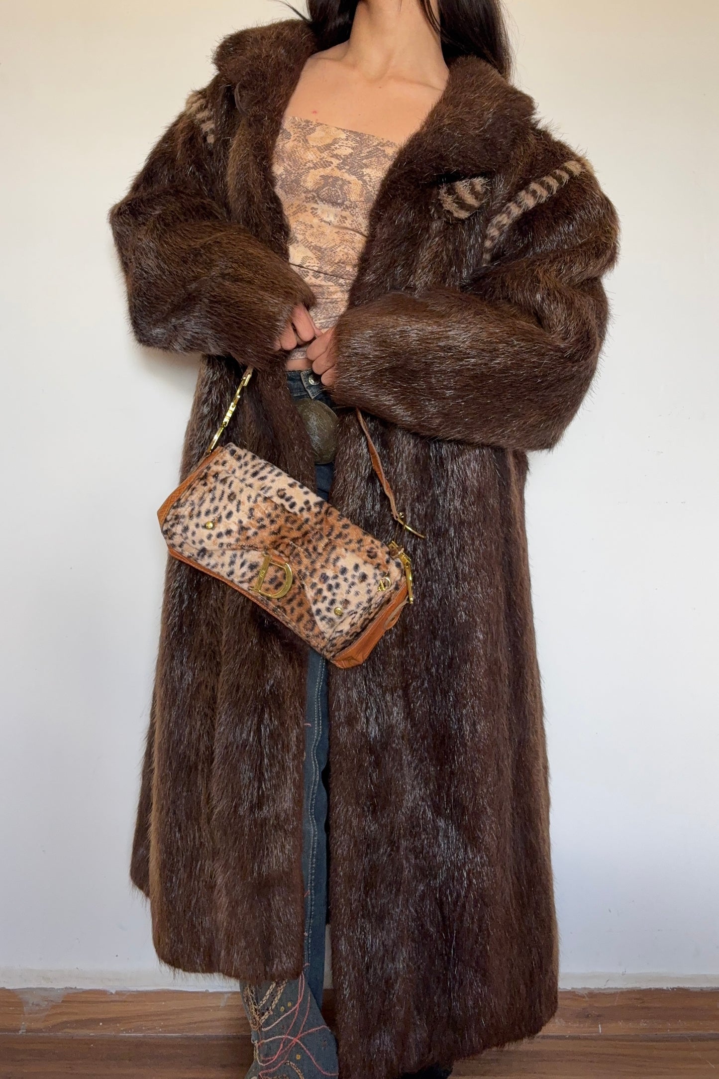 Real brown fur coat