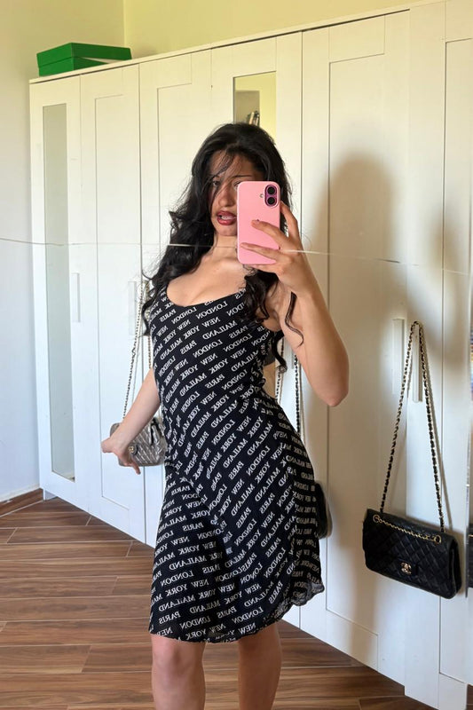2000s Fervente graphic mesh mid dress