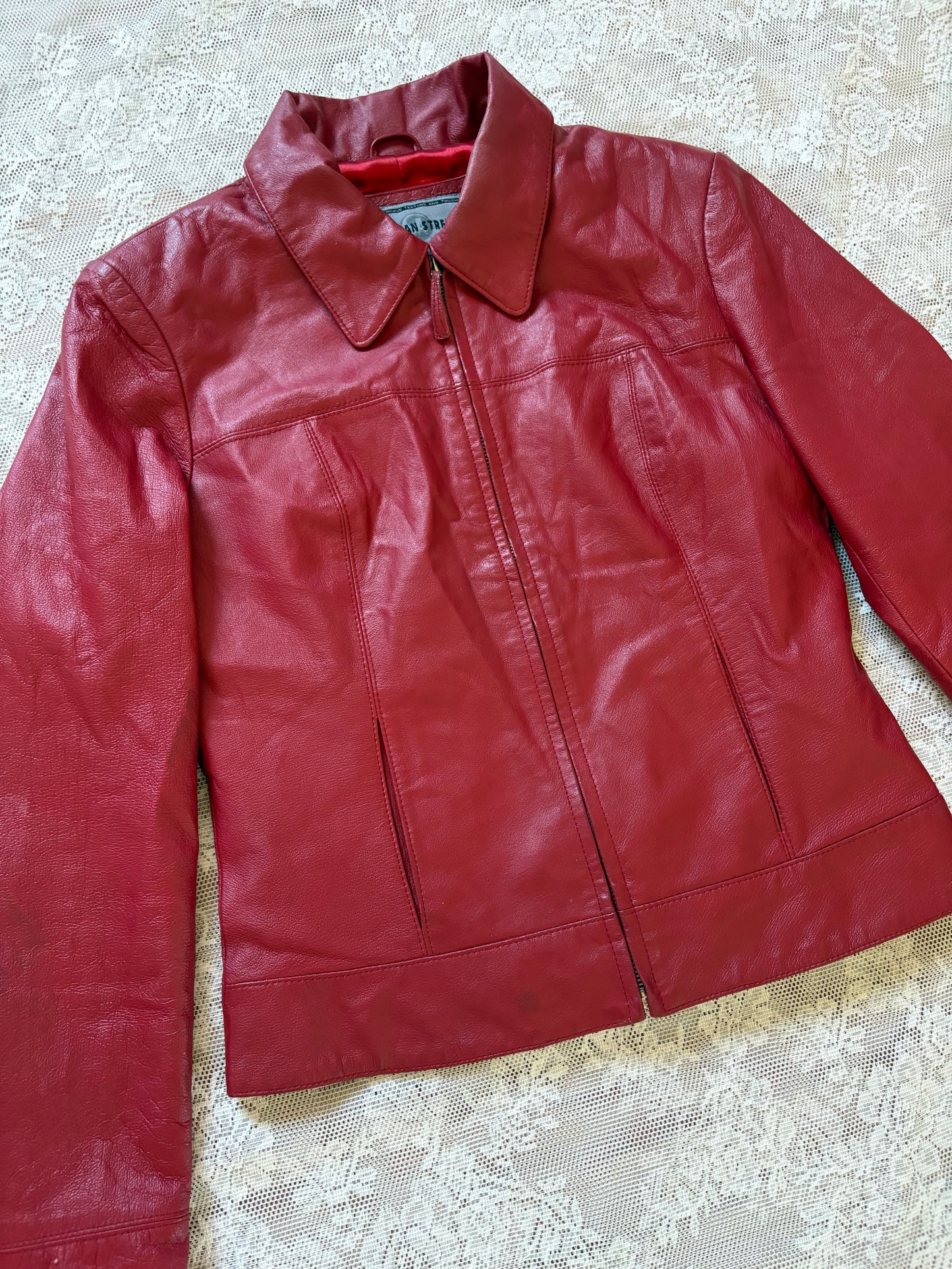 Red leather jacket