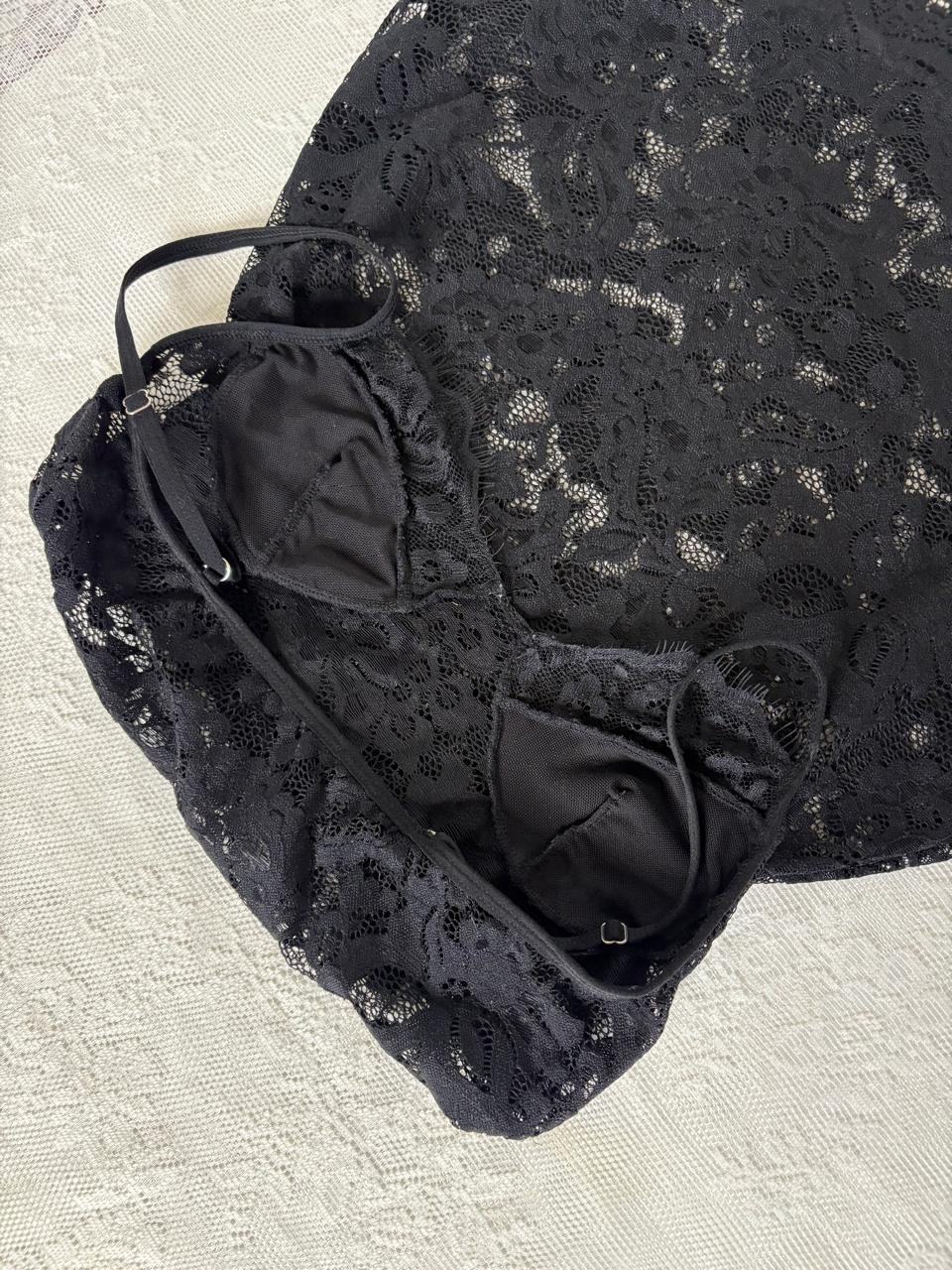 Lace slip sheer floral dress