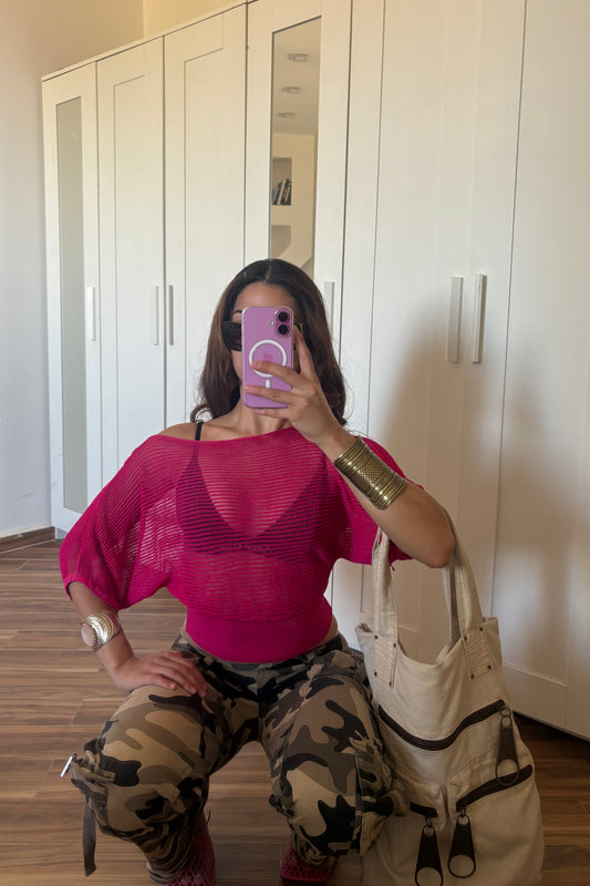 Pink see thru top