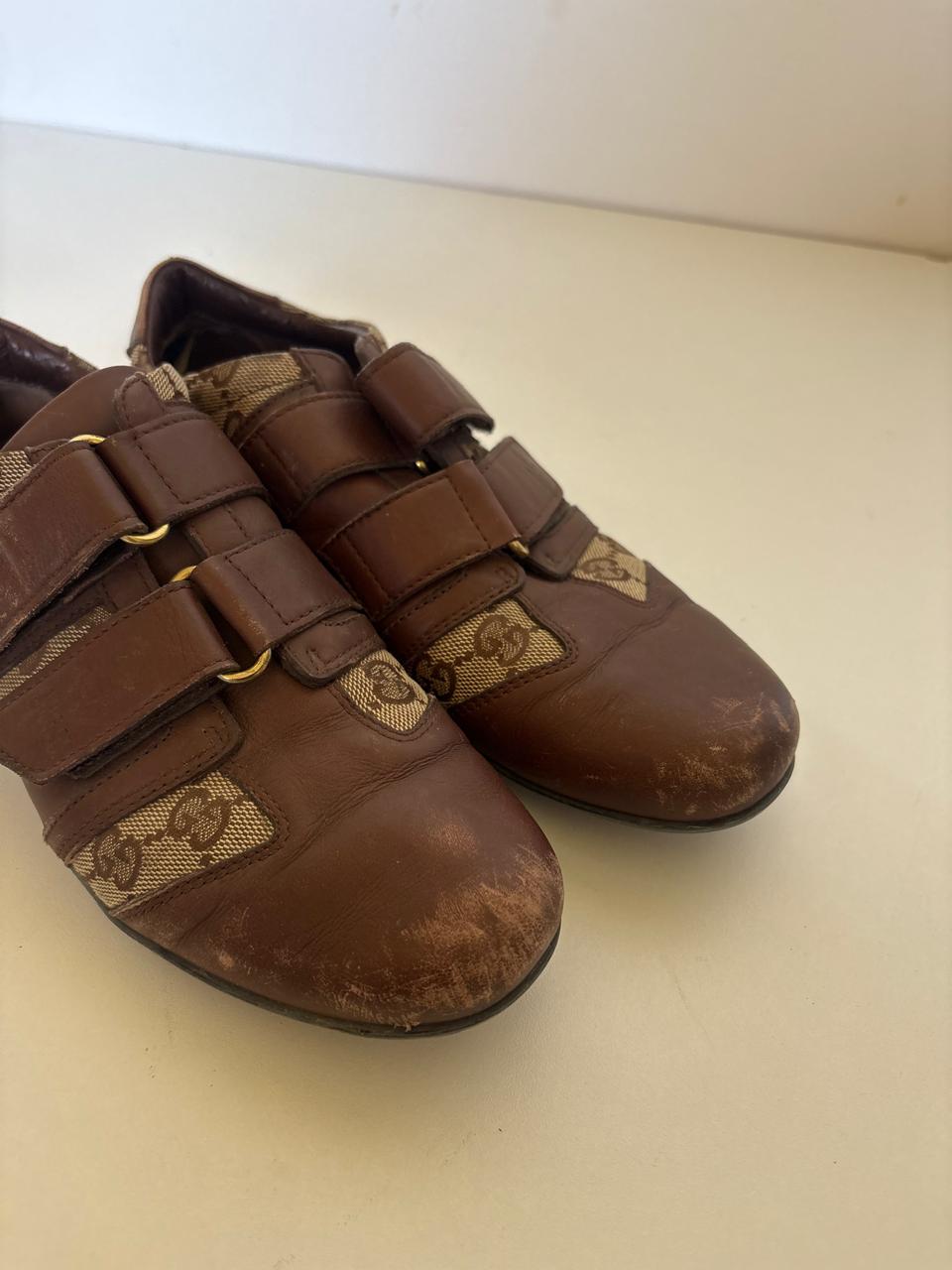 Gucci monogram leather trainers