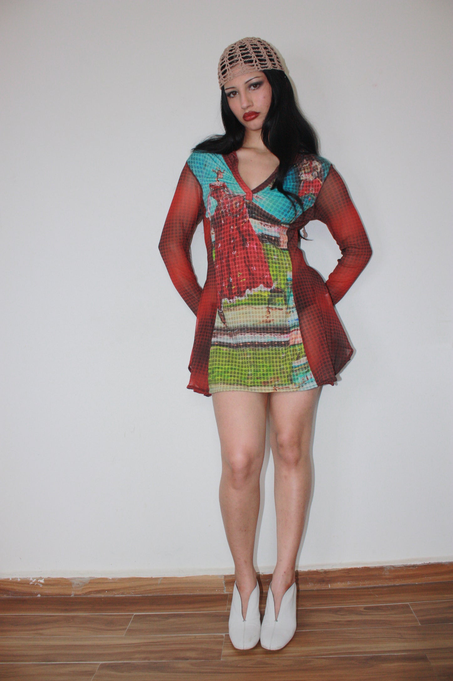 Aventures Des Toiles graphic mesh on the sides dress/top