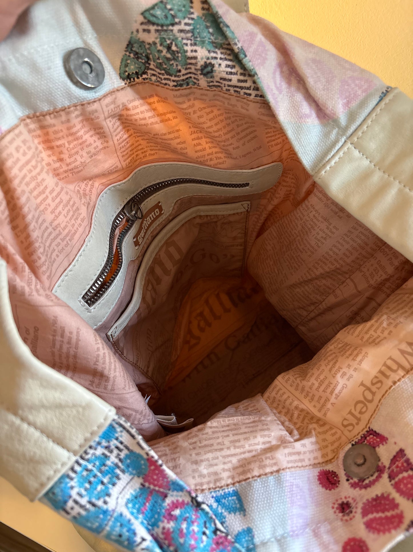 Galliano vintage newspaper tote bag