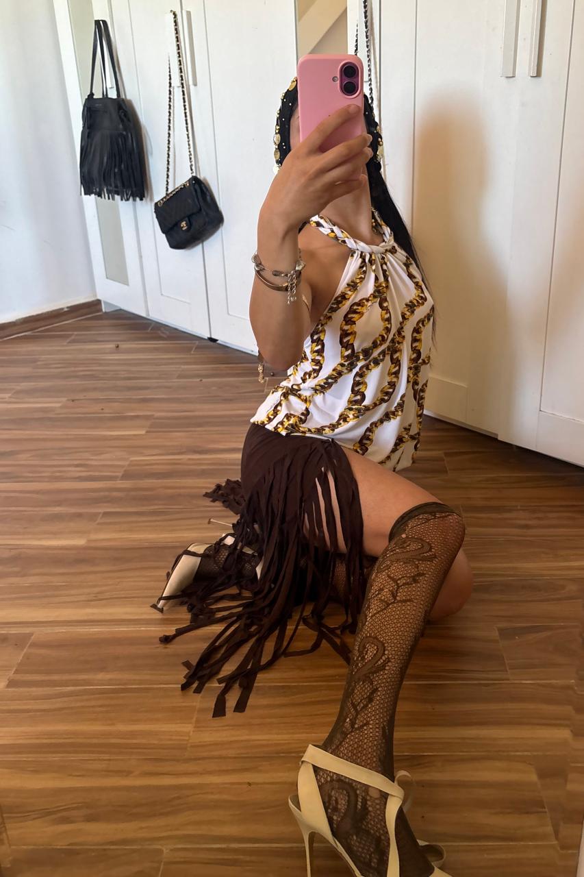 Roberto Cavalli rare silk chain top