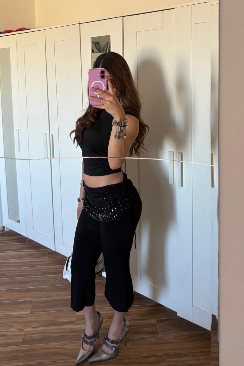 2000s fold over flared capris pants