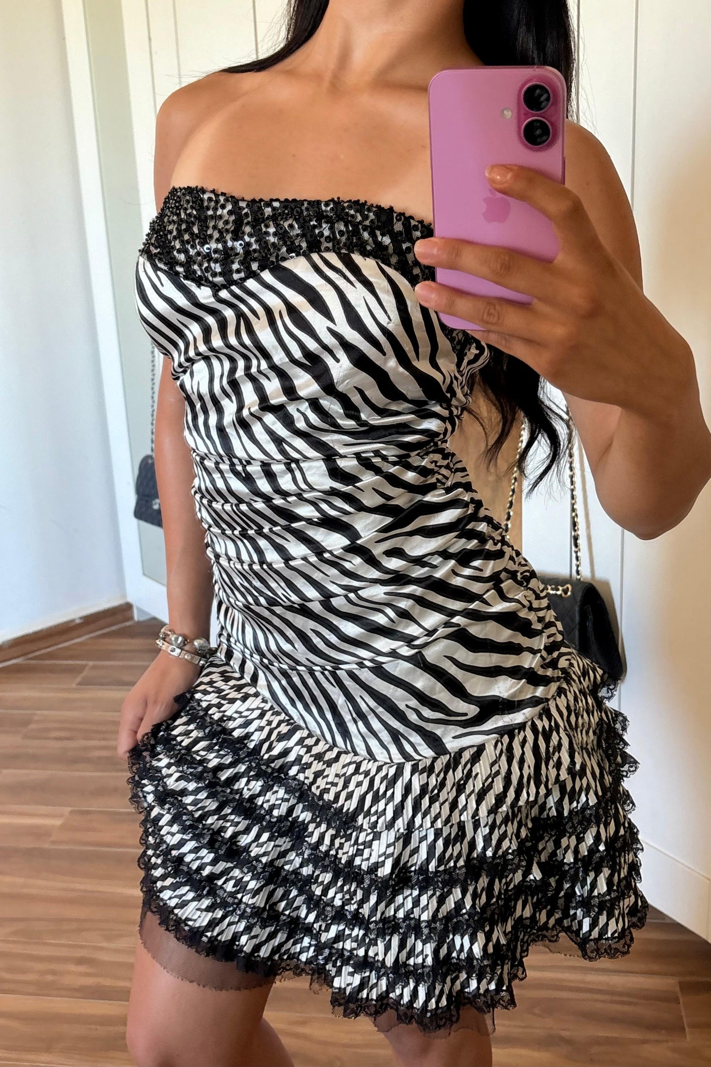 2000s zebra print mini dress