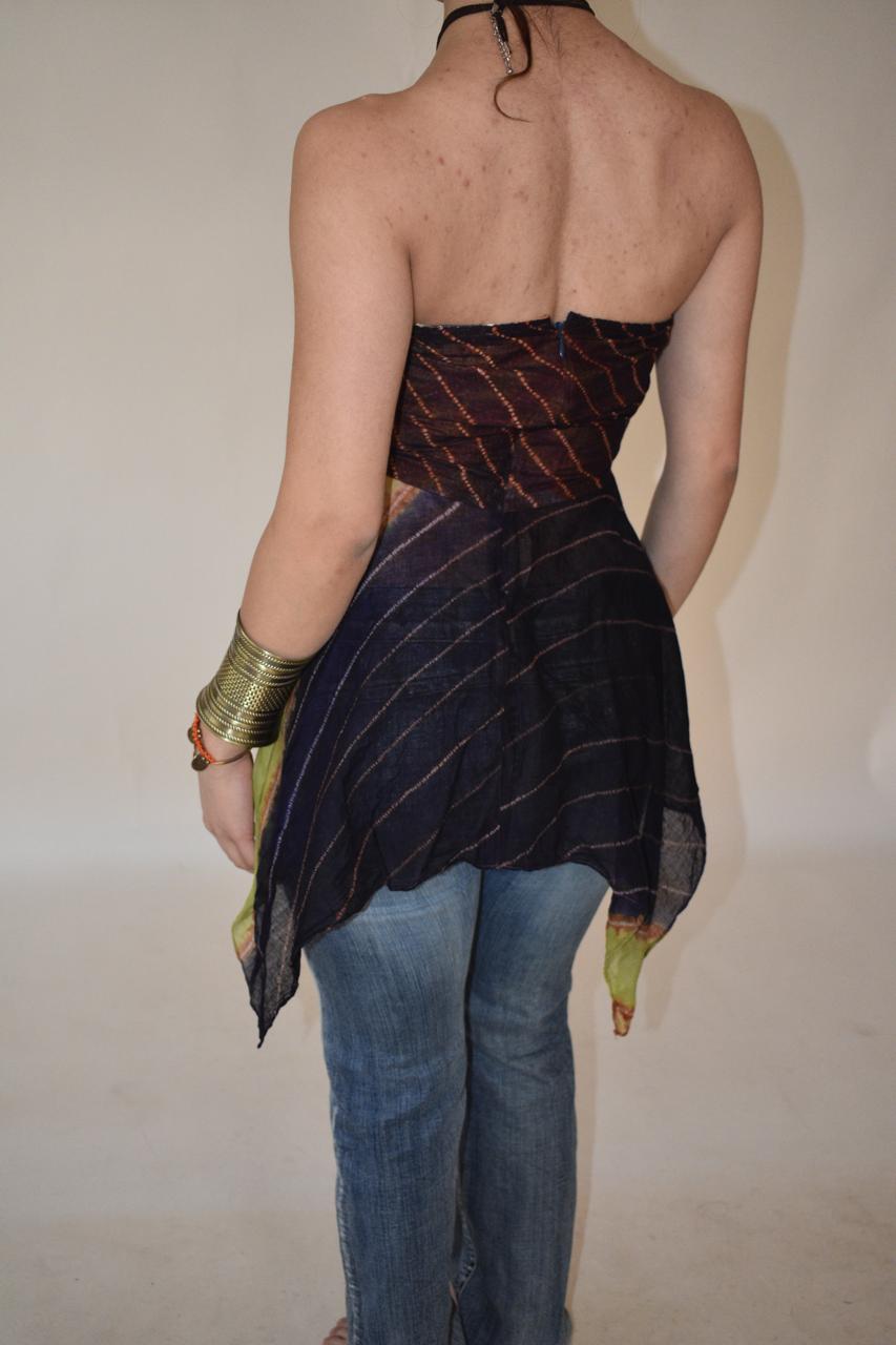 Beaded asymmetrical hobo top
