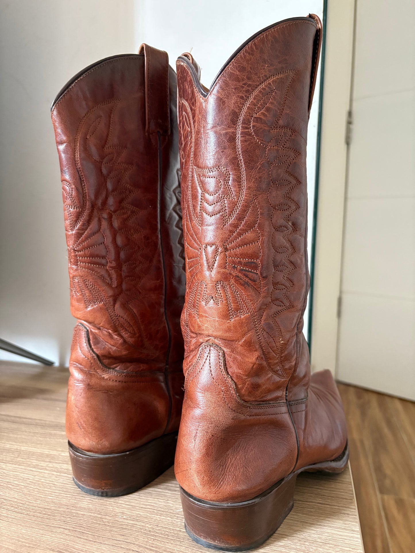Western leather cowboy boots