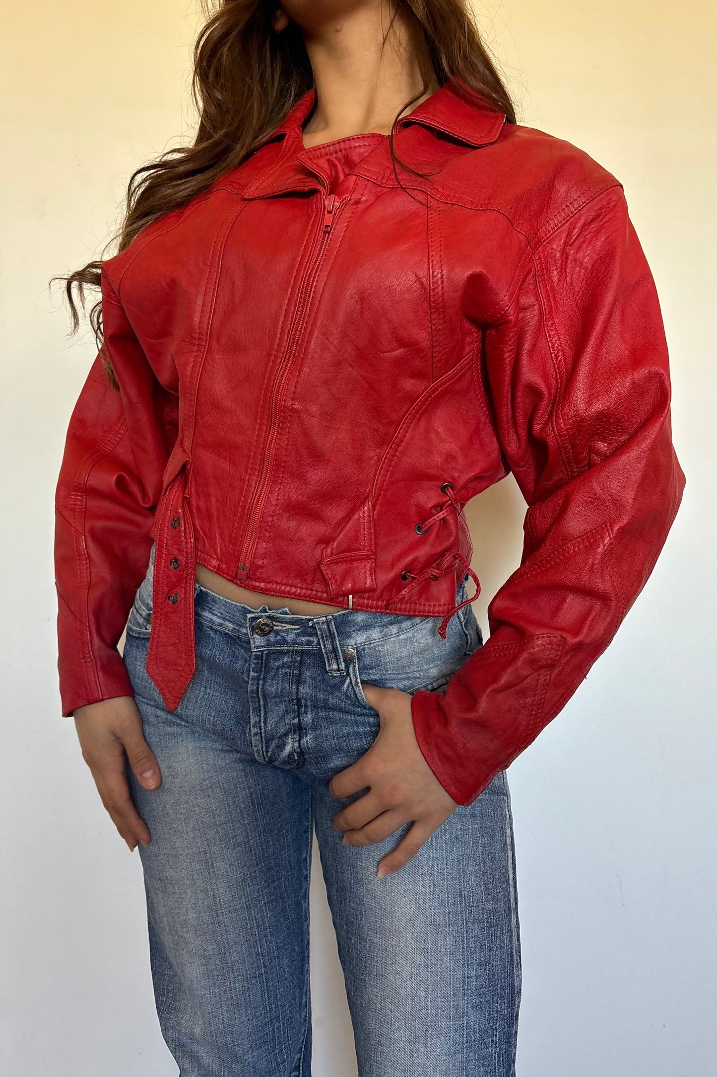 Leather red jacket