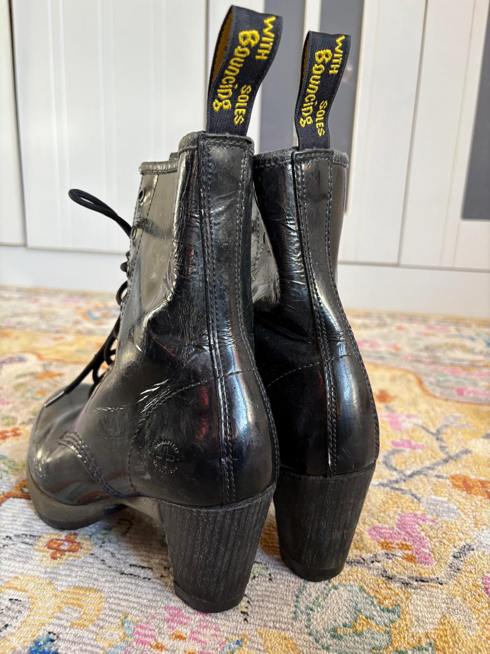 Dr Martens Darcie Diva patent leather heeled lace up boots