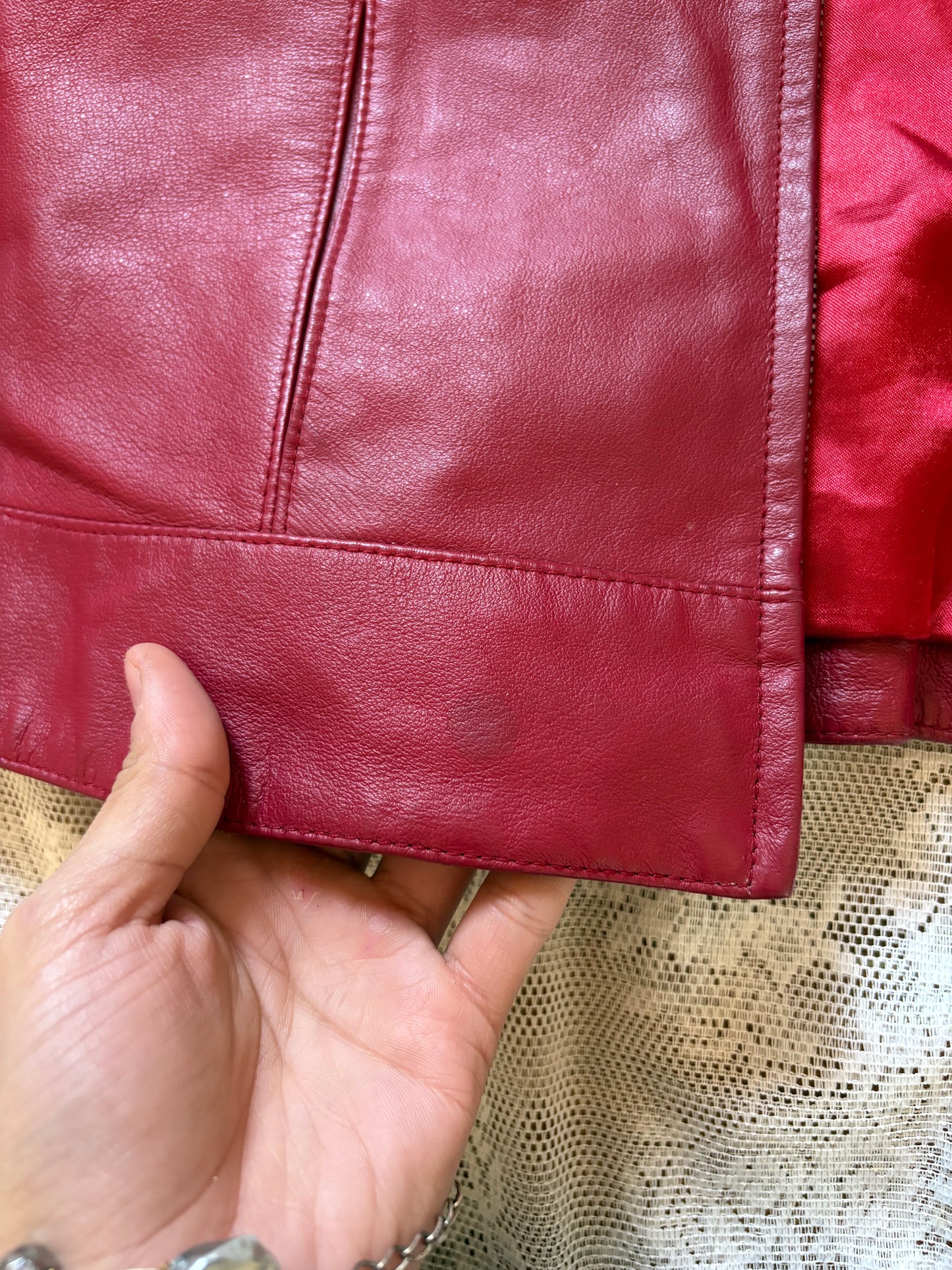 Red leather jacket