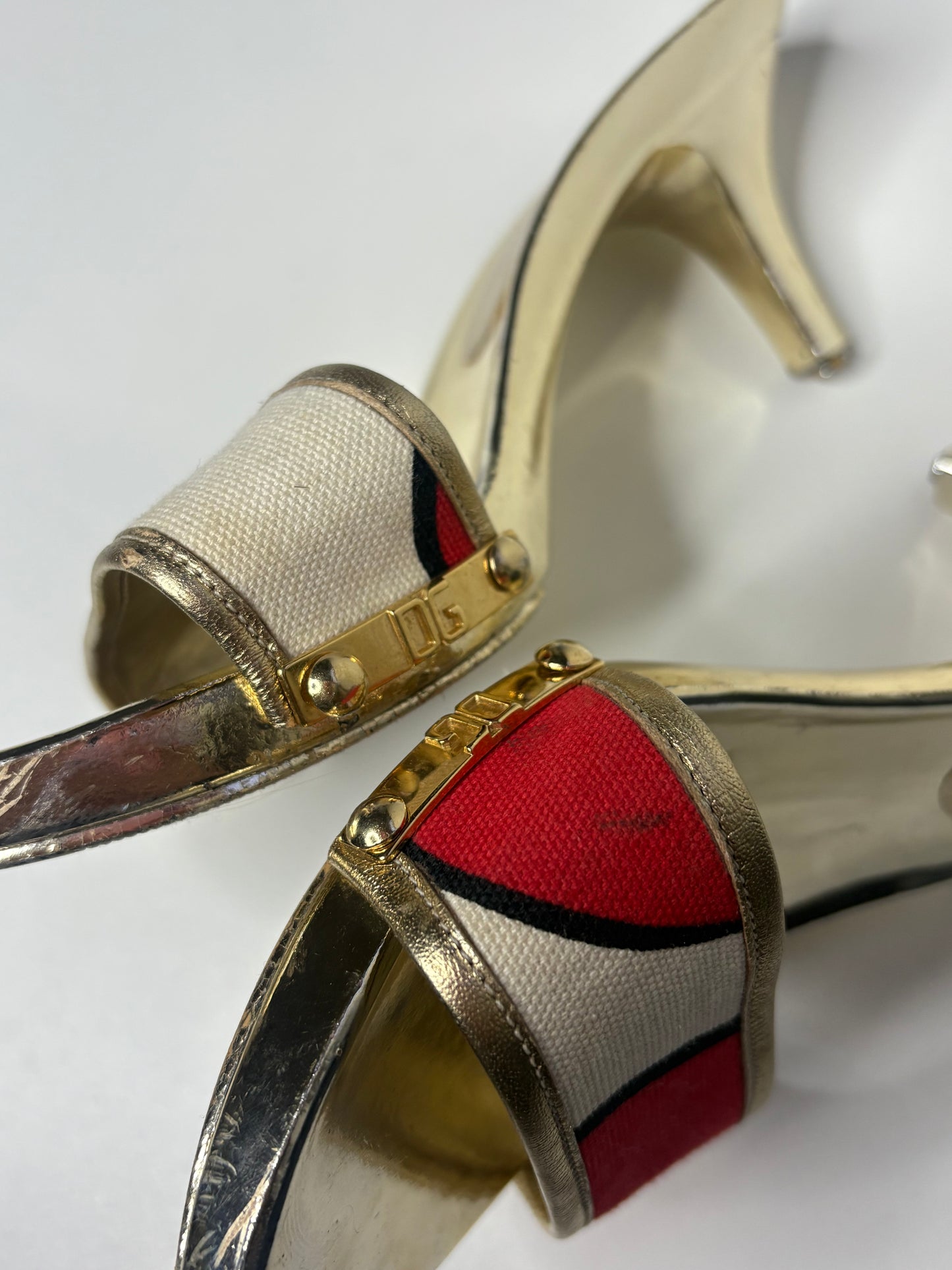 Dolce & Gabbana y2k metallic gold mules