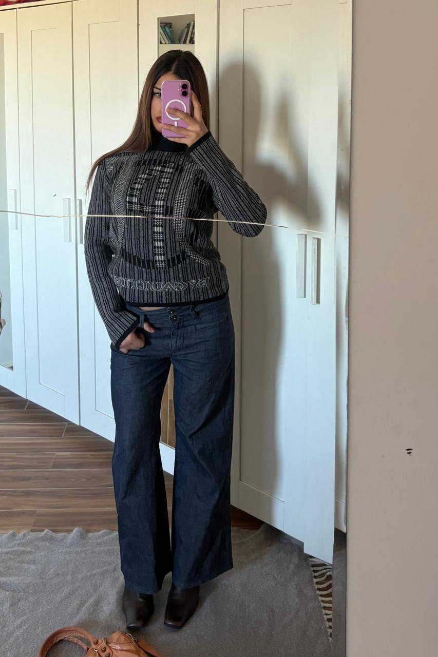 2000s mid waist straight fit pants