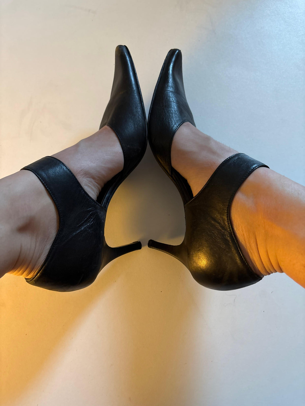 Leather pointy heels