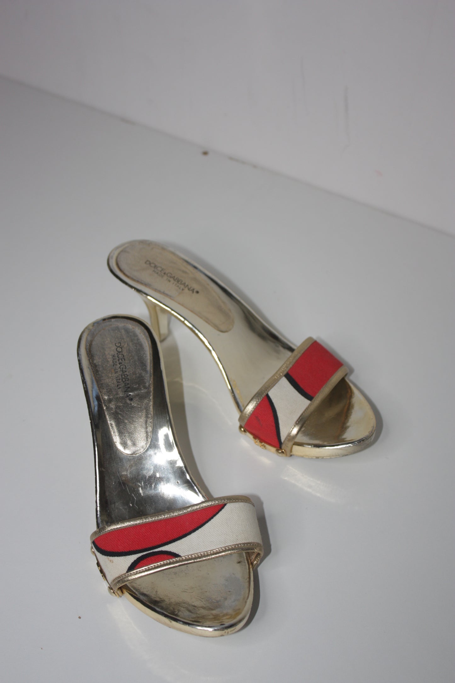 Dolce & Gabbana y2k metallic gold mules