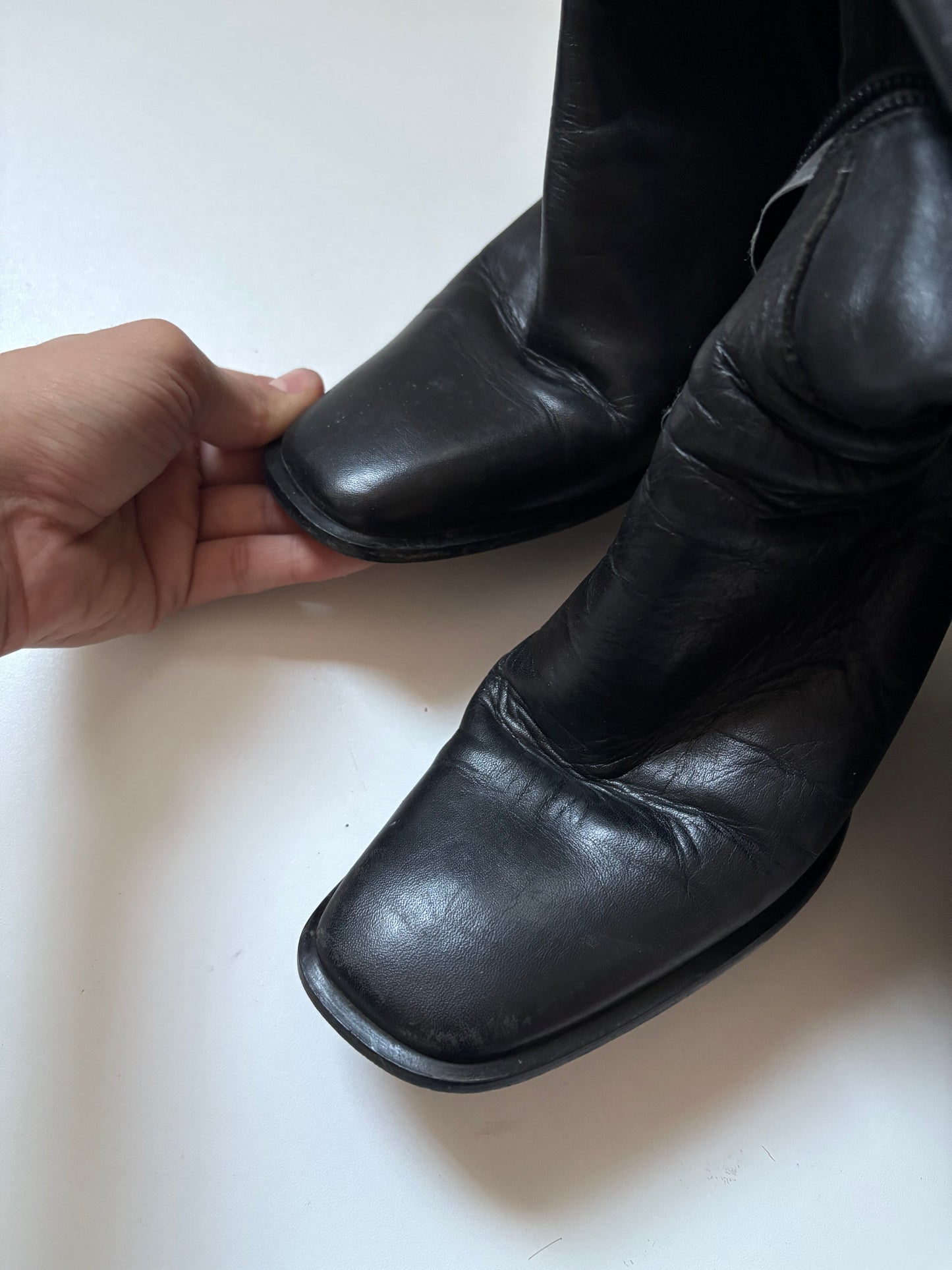 Dkny leather square toe knee high boots