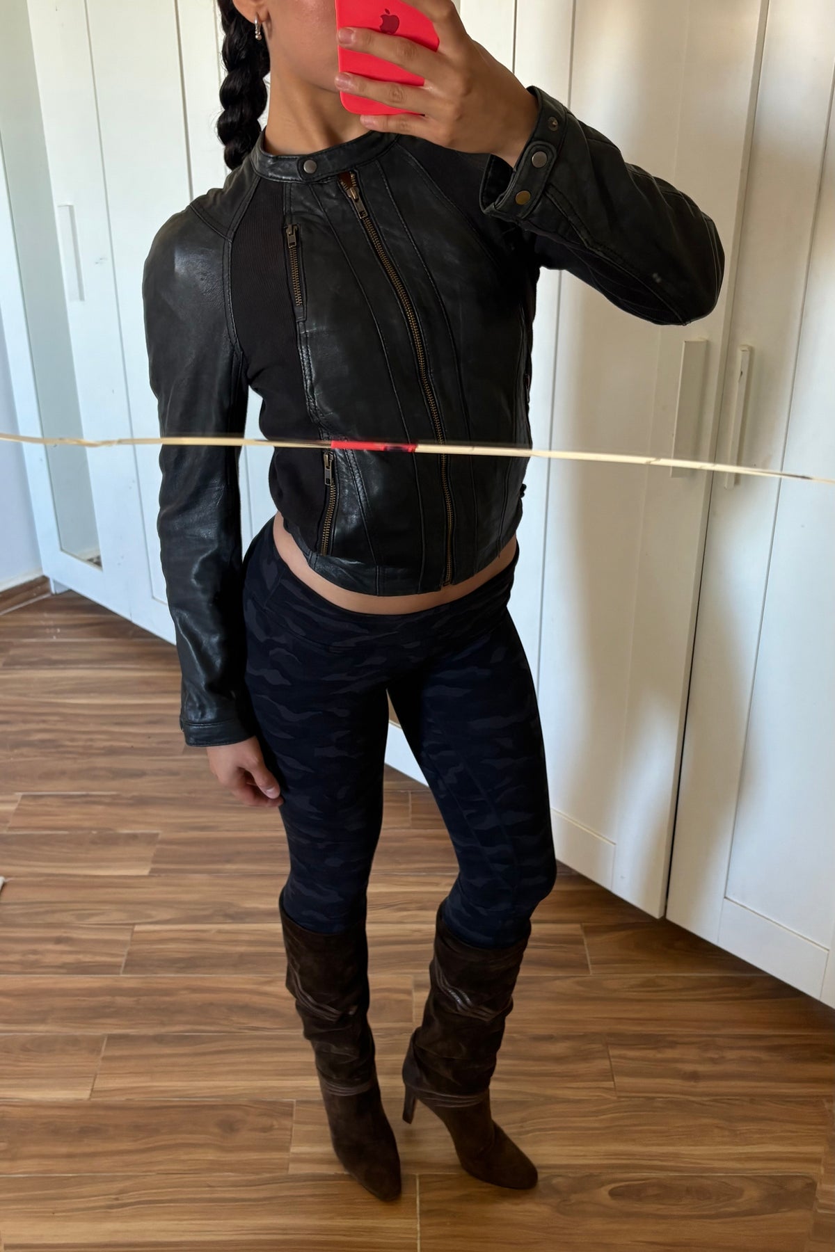 2000s leather zip up jackett