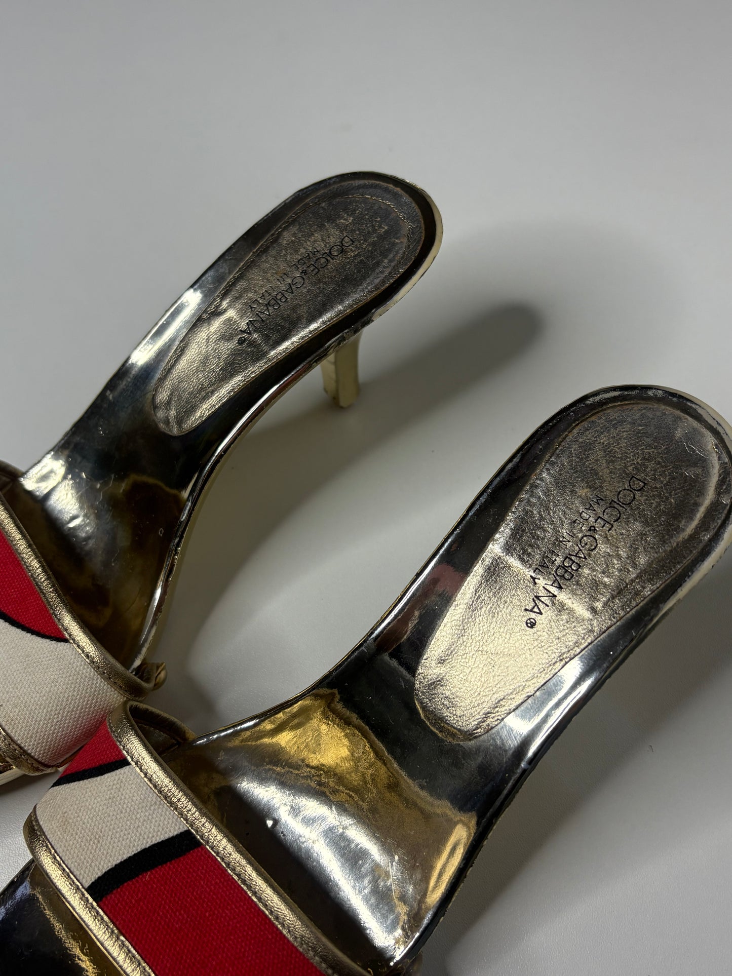 Dolce & Gabbana y2k metallic gold mules