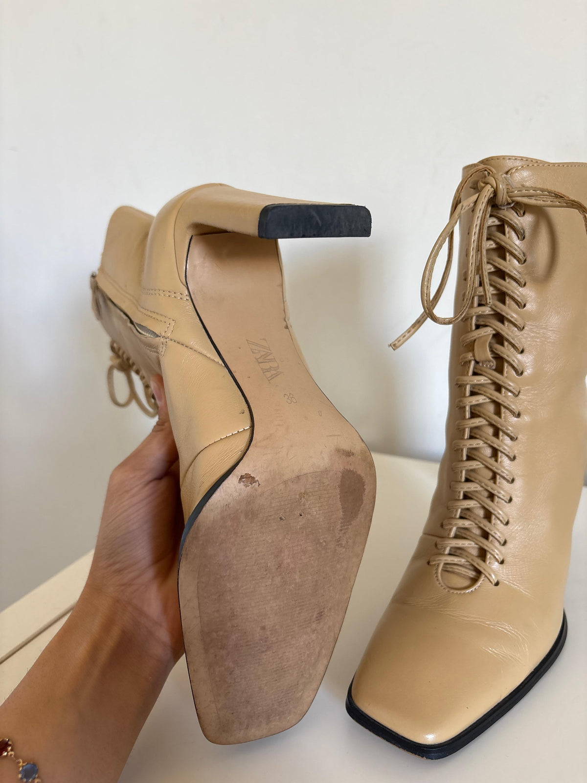 Lace up heeled boots