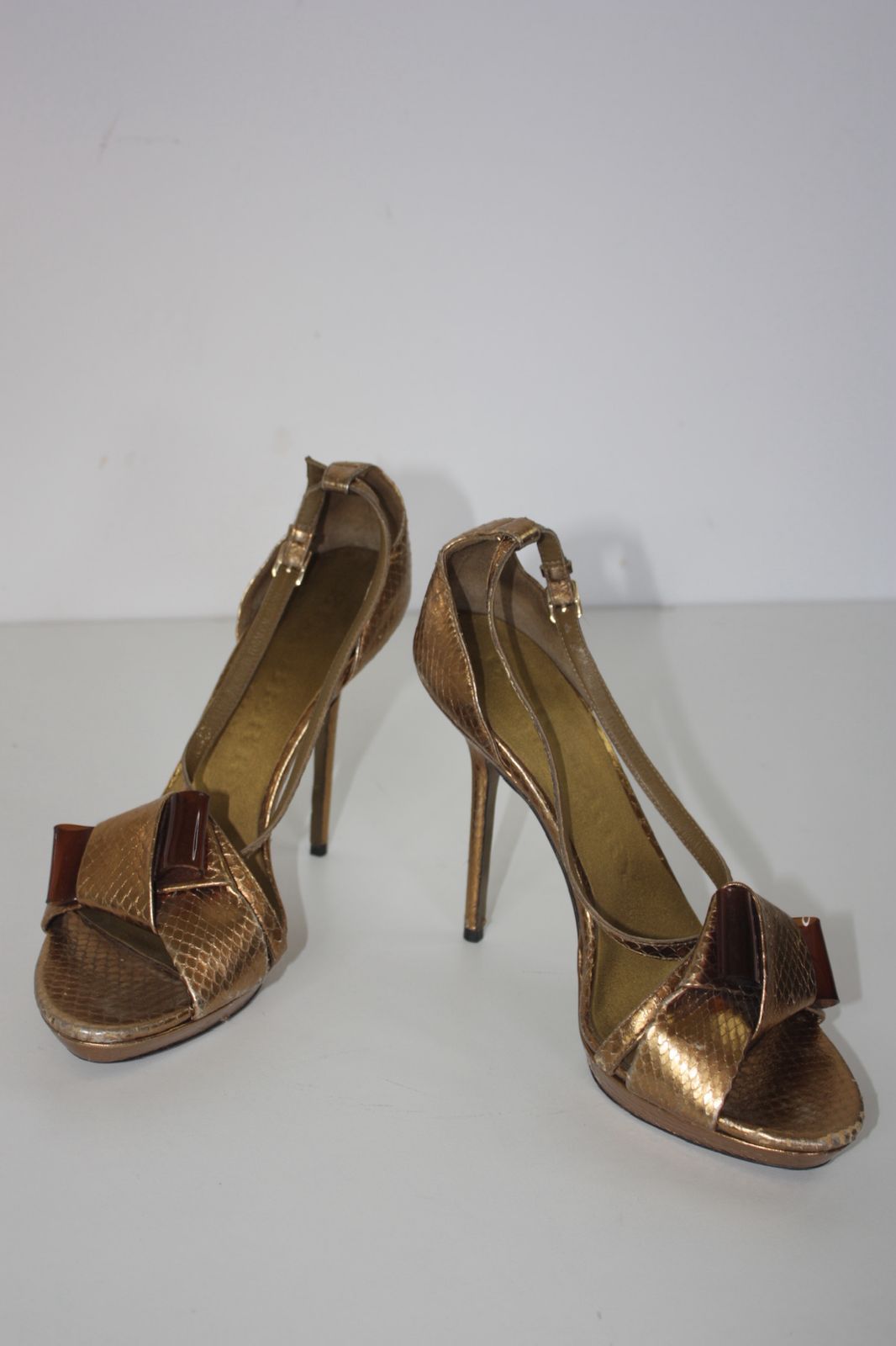Burberry python leather platform bow