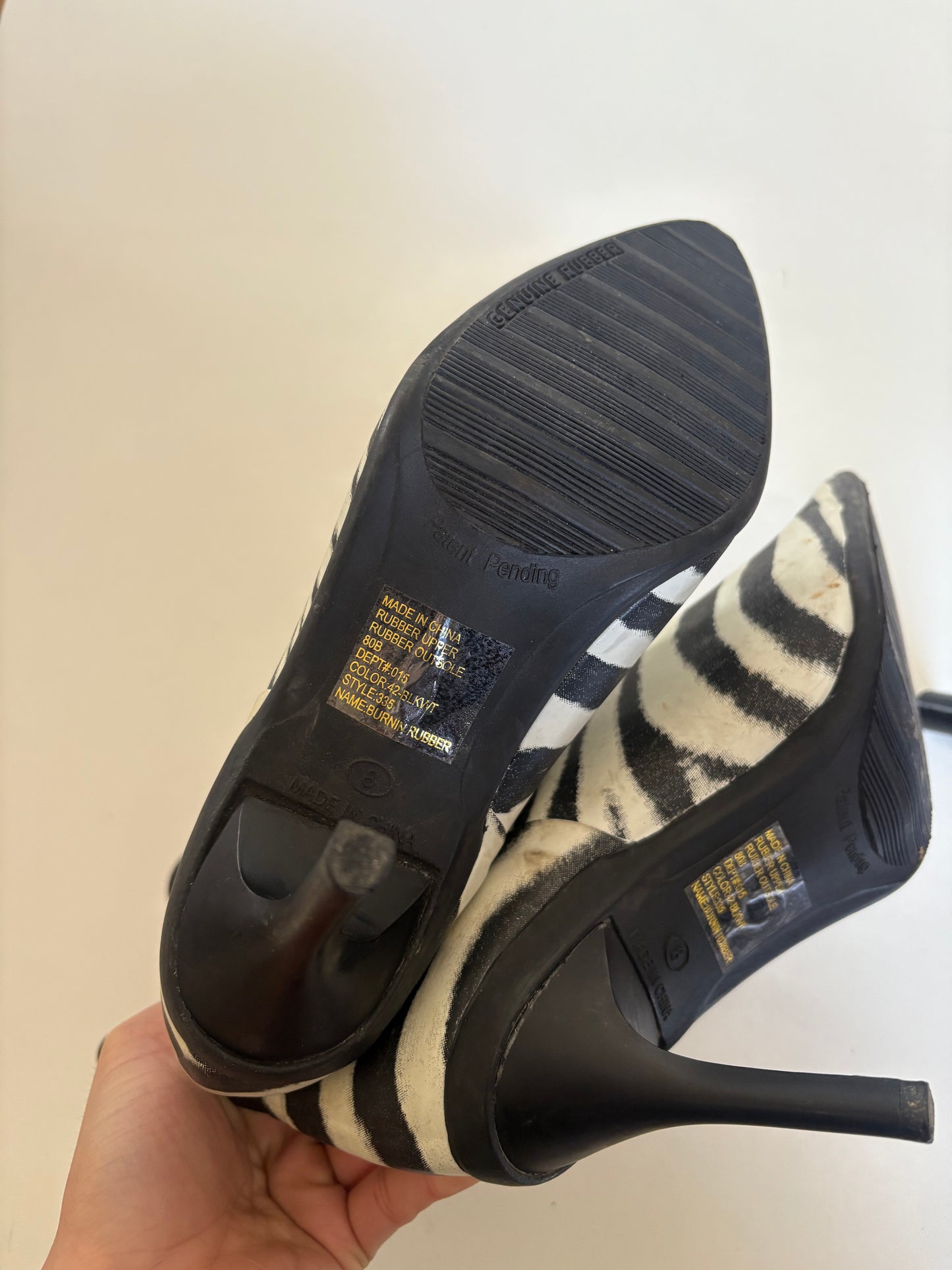 Zebra rubber heeled boots