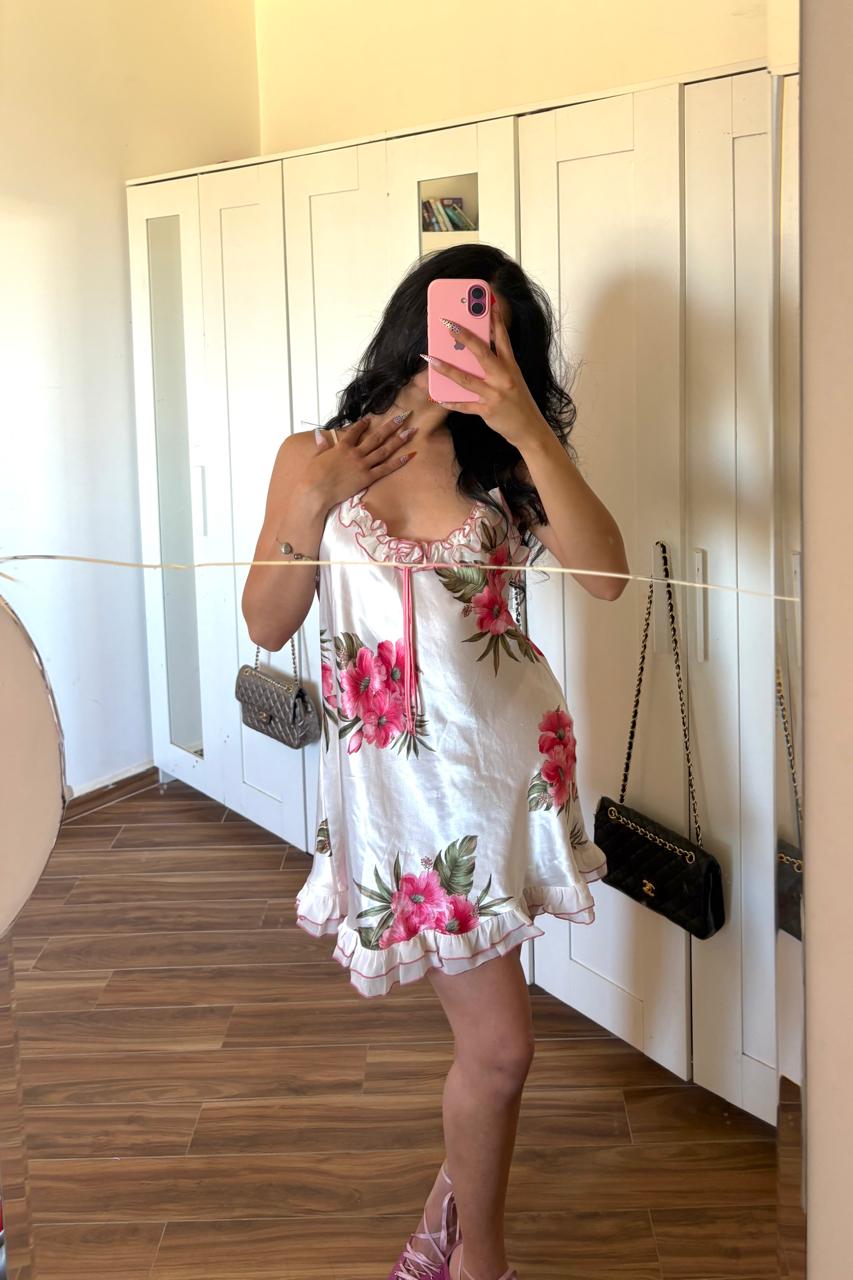 Floral silk slip dress