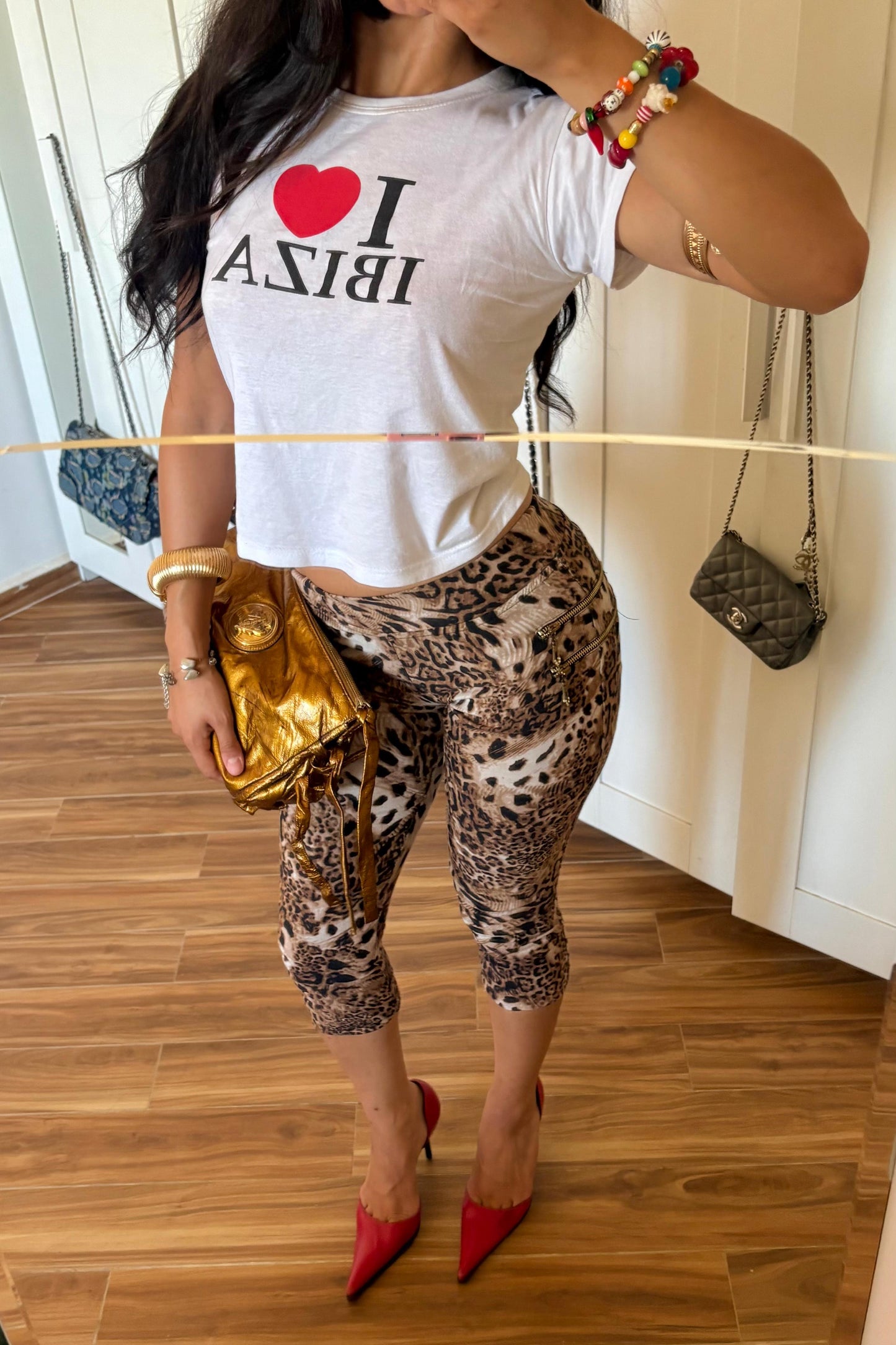 Leopard low waist skinny pants