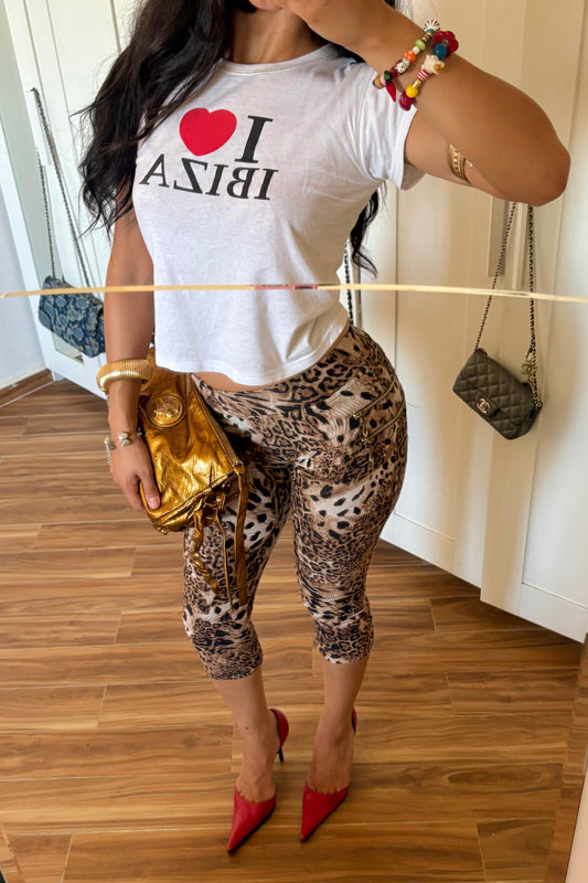 Leopard low waist skinny pants